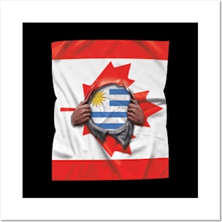 Uruguay Flag Canadian Flag Ripped - Gift for Uraguyan From Uruguay Posters and Art